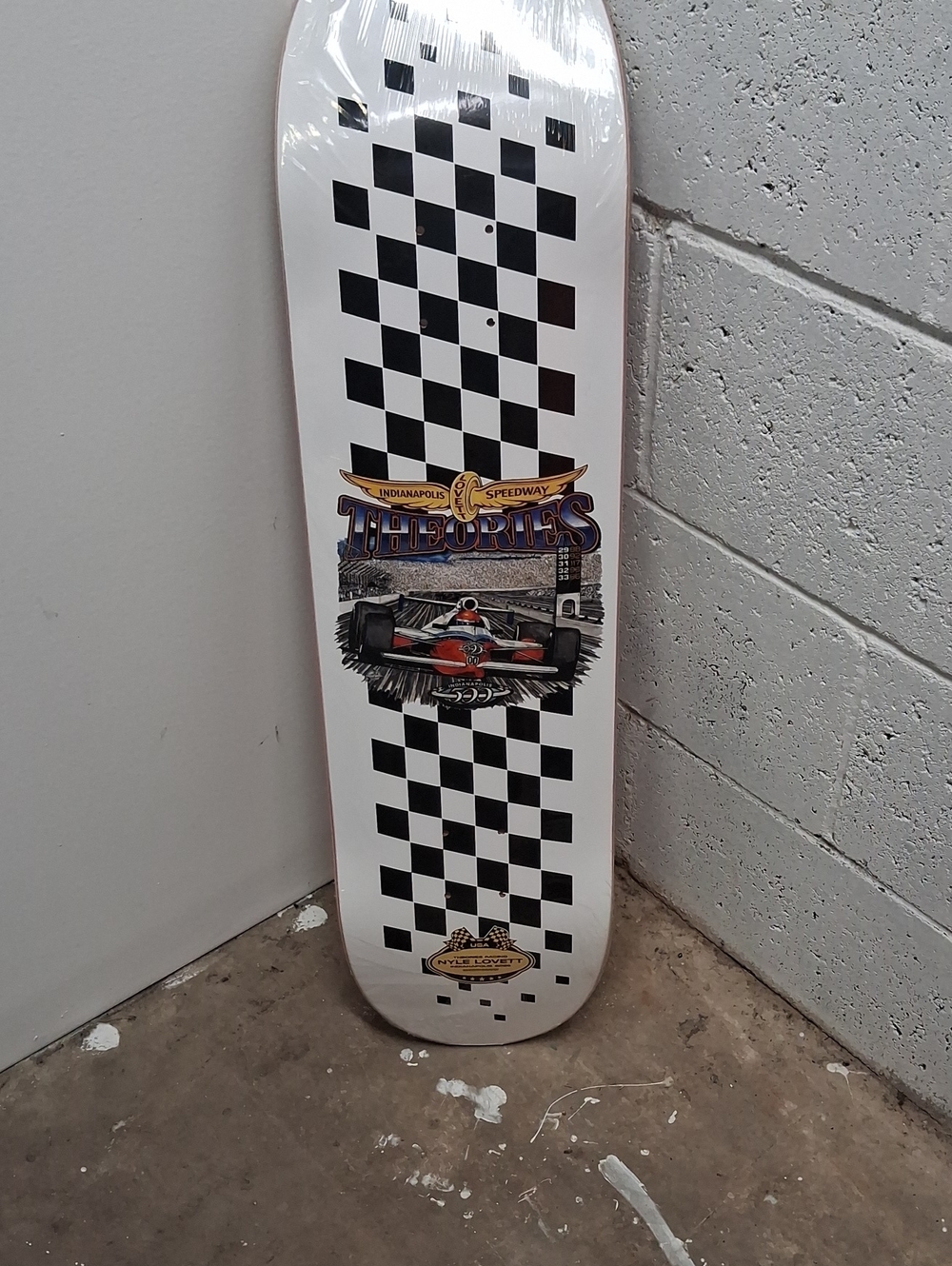 NWT Theories Nyle Lovett Indianapolis Speedwqy Skateboard Deck-orange